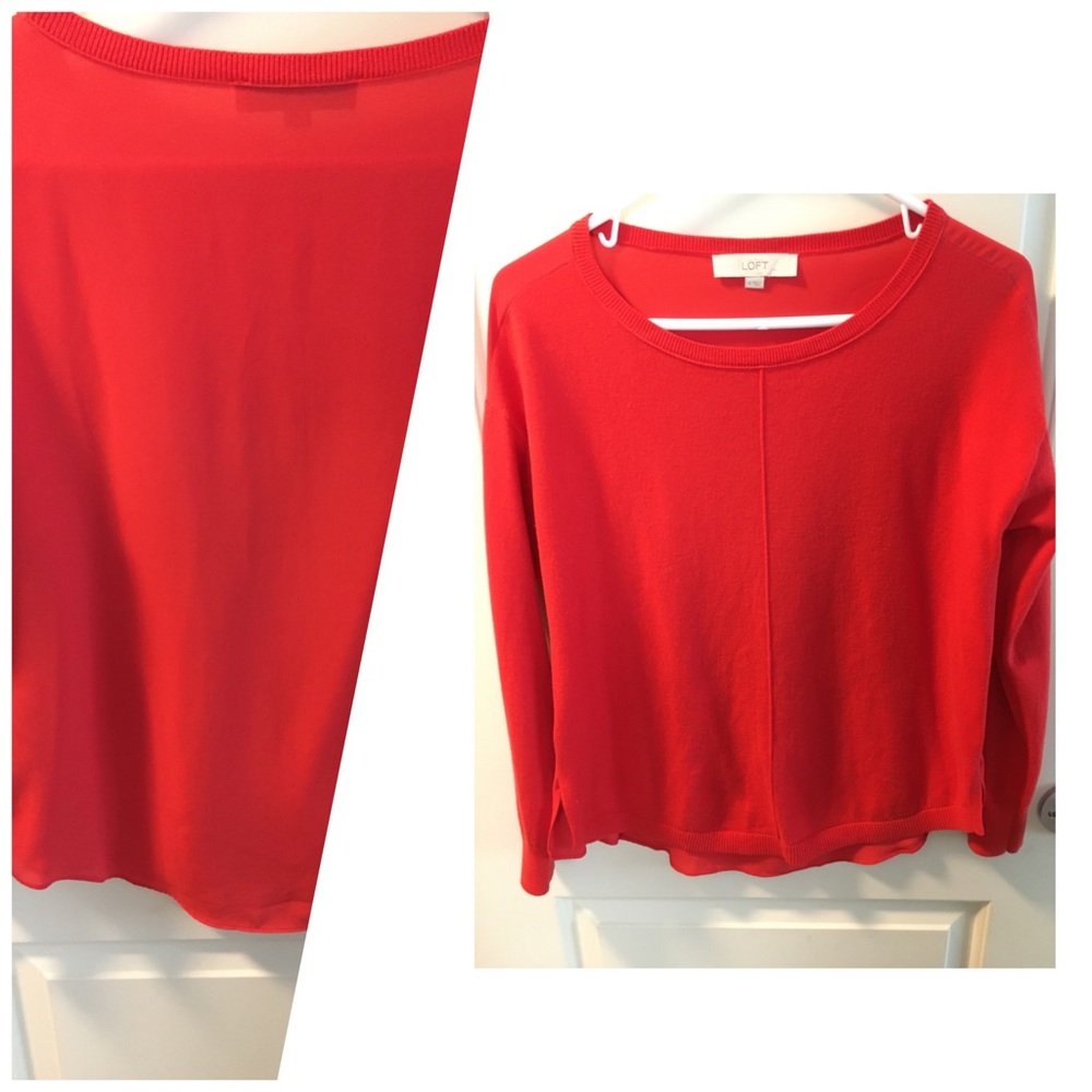 Loft Red Sheer Blend Light Sweater